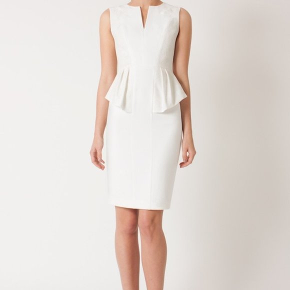 Sleeveless Gabardine Jacquard Dress Lilly White